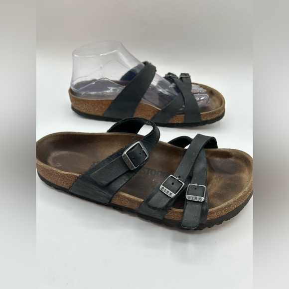 Birkenstock Franca Natural Leather Oiled Black Sandal Slides Size 37. US  6-6.5 - Picture 6 of 12